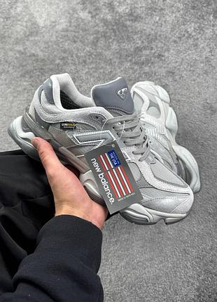 Серые кроссовки унисекс new balance 9060 grey cordura gore-tex winter termo x нью беланс 45