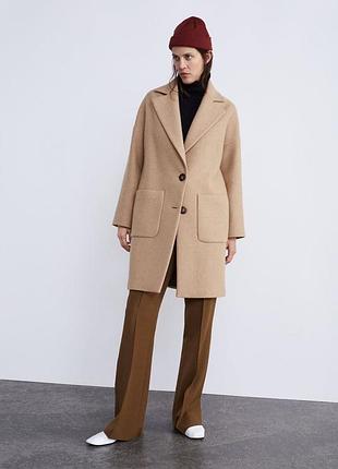 Стильное шерстяное пальто оверсайз zara (оригинал)