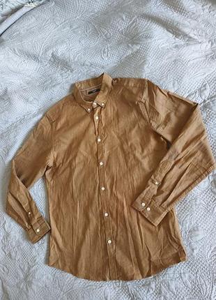 Рубашка джинсовая colin's xl мужская бежевая хлопковая осенняя