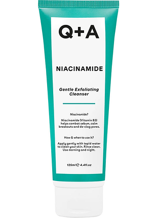 Гель для лица очищающий с ниацинамидами niacinamide gentle cleanser q+a, 125 мл