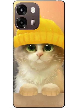 Чехол силиконовый бампер для oppo a6s с рисунком котик в шапке