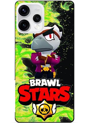 Чехол силиконовый бампер для oppo reno 15 с героем бравл белый ворон brawl