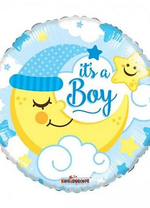 Шарик фольгированная 18" (45см) круг с луной "it`s a boy" (китай) 2904