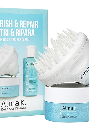 Набір для догляду за волоссям nourish & repair hair trio alma k, (100 мл/70 мл)