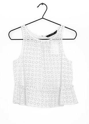 Біла ажурна блуза/топ zara basic 6