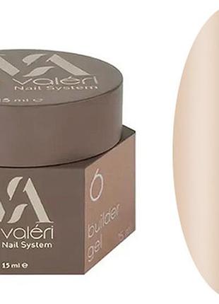 Гель для нарощування 06 builder gel valeri, 15 мл
