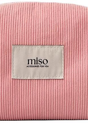 Косметичка квадрат вельвет розового цвета middle miso