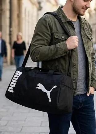 Спортивна молодіжна сумка через плече puma чорна 28 л, дорожня сумка чоловіча жіноча пума