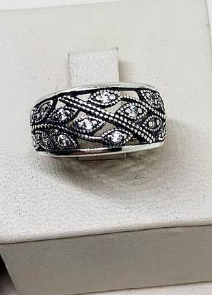 Кольцо серебряное с фианитами "веточка" 18,5 5,1 г
