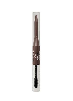 Олівець та фіксатор для брів 2 в 1 revuele dream brow set світло-коричневий, 0,3 г + 5 мл daily skin care