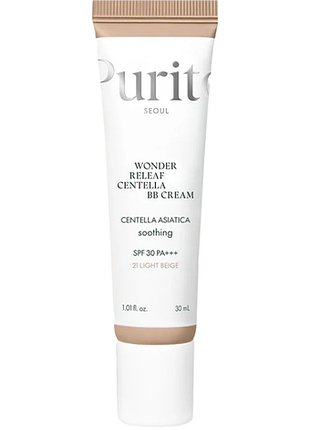 Вв крем с экстрактом центеллы purito seoul wonder releaf centella bb cream (№21 light beige), 30 мл