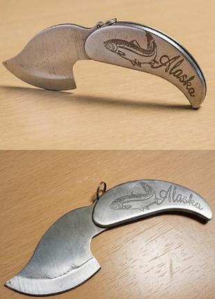 Складной нож-брелок alaska в традиционном аляскинском стиле (ulu / alaskan ulu knife keychain).