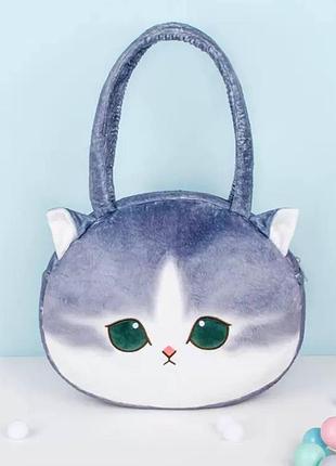 Сумка м'яка котик сірий