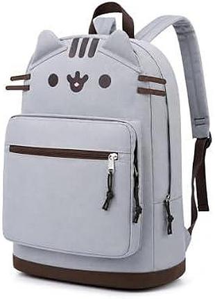 Рюкзак кот пушин (pusheen cat) с ушками, серый