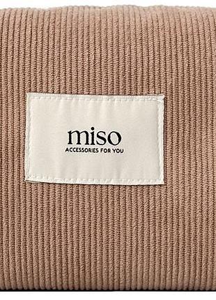 Косметичка квадрат вельвет коричневого кольору middle miso
