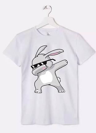 Трендовая футболка детская dabbing, dab, dab rabbit, белая футболка