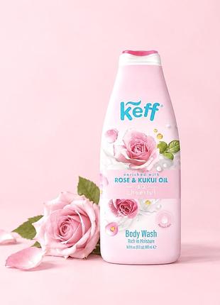 Keff rose & kukui oil body wash гель для душу троянда та олія кукуї, 500 мл