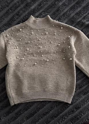 Затишний теплий светр з перлинами zara
