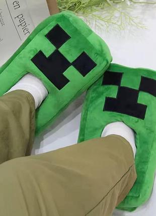 Плюшевые тапочки для дома minecraft creeper, домашние тапочки