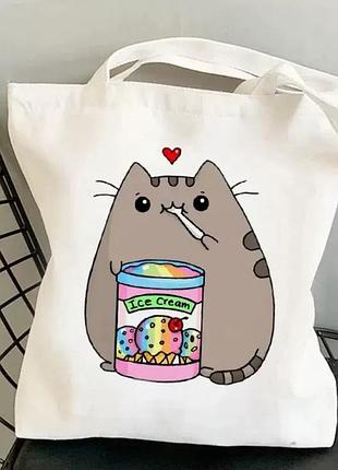 Сумка шопер з пушином pusheen