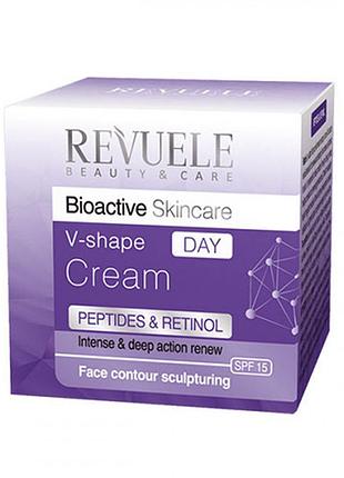 Дневной крем для лица spf 15 revuele bioactive peptids & retinol v-shape антивозрастной, 50 мл daily skin care