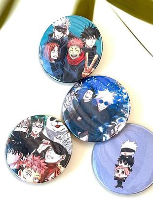 Набір значків магічна битва, jujutsu kaisen, 4 шт