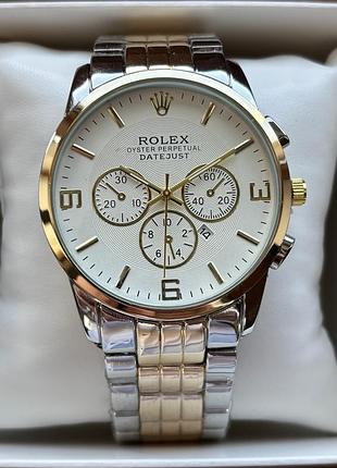 Супер хіт! чоловічий годинник rolex на браслеті комбінованого кольору з датою