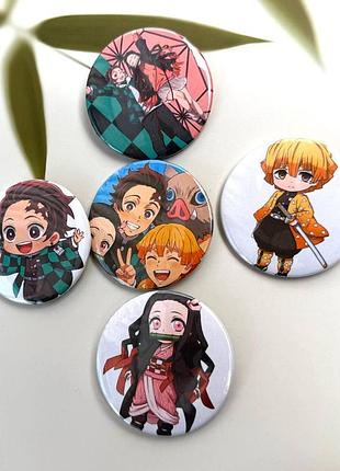 Набір значків клинок, що знищує демонів, demon slayer: kimetsu no yaiba, 5 шт