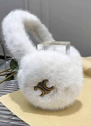 Меховые наушники молочные🤍 женские