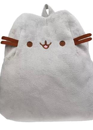 Мягкий плюшевый рюкзак кот пушин, pusheen, серый