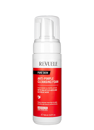 Пенка для умывания от прыщей отшелушивающая revuele pure skin anti-pimple cleansing foam, 150 мл daily skin care