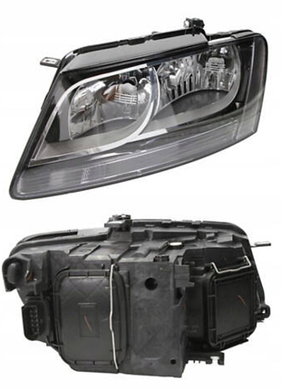 Фара передняя audi q5 2008-2012, левая, электрическая регулировка, с корректором, без ламп (h7*2/ph24wy/p13w*2) белая вставка,