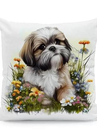 Декоративна наволочка шицу біла 45×45 см