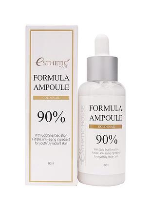 Сыворотка для лица омолаживающая с золотом 90% esthetic house formula ampoule gold snail 90%, 80 мл
