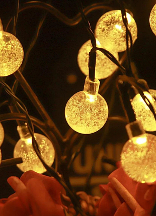 Гирлянда led-цепочка lightzone 10 шариков (золотистые) 2,25м на батарейках