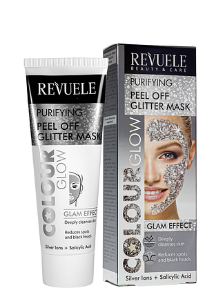 Маска пленка для лица очищающая revuele color glow purifying peel-off glitter mask daily skin care