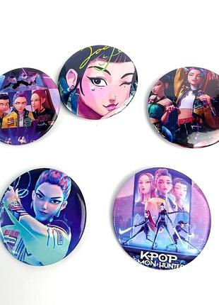 Набір значків k-pop demon hunters, мисливиці на демонів, 5шт
