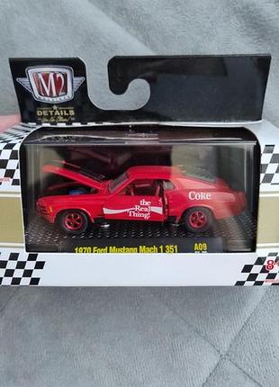 Колекційна машинка m2 machines 1970 ford mustang mach 1 351 coca-cola
