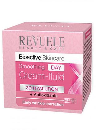 Дневной крем-флюид для лица от морщин spf 15 revuele bioactive 3d hyaluron smoothing, 50 мл daily skin care