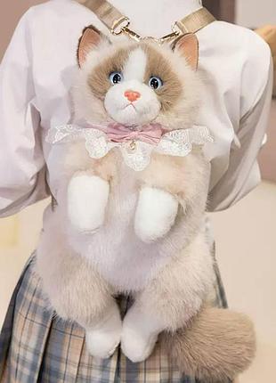 Рюкзак игрушка музыкальный котик, рюкзак кот, рыжий