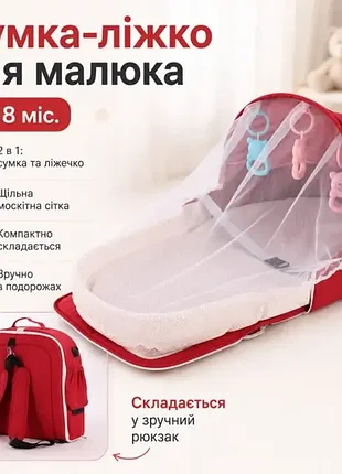 Дорожная сумка-кроватка для малыша rudik 0–18 месяцев с москитной сеткой и матрасом