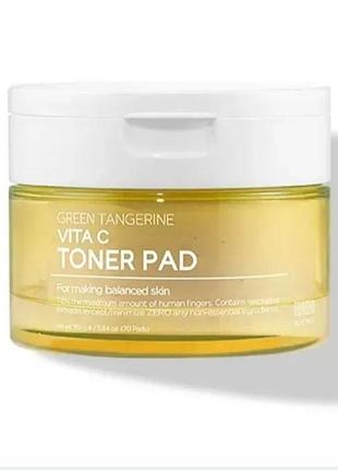 Тонер-педи tenzero green tangerine vita c toner pad 70 шт