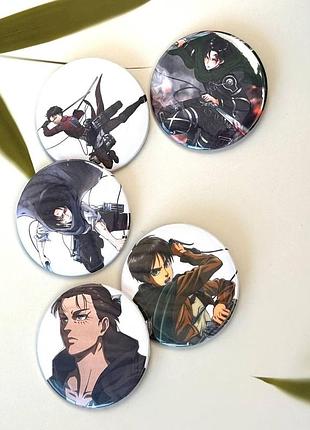 Набір значків атака титанів, attack on titan , 5шт