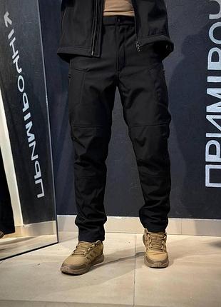 Тактические брюки усиленные soft shell черные black 2