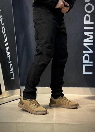 Тактические брюки усиленные soft shell черные black 3