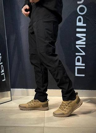 Тактические брюки усиленные soft shell черные black 6