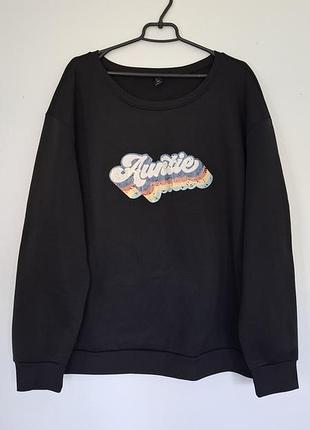 Новый теплый свитшот shein curve на флисе с принтом auntie (3xl / оверсайз)
