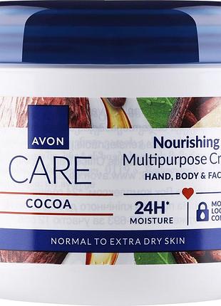 Питательный мультифункциональный крем avon care для лица, рук и тела с маслом какао 400мл