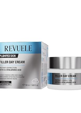 Дневной крем-филлер для лица revuele plumped skin fille с гиалуроновой кислотой, 50 мл daily skin care