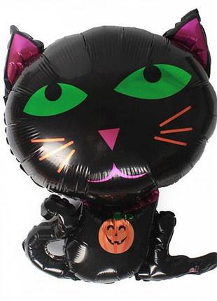 Фольгированная воздушный шарик черный кот на хэллоуин, halloween